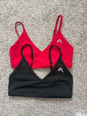 Oner Active Red and Black V-Neck Sports Bralette Duo